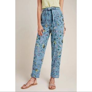 Anthropologie Victoria Blue Floral Cargo Pants